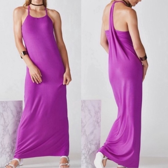 Fabletics Neema Maxi Dress Sleeveless Racerback Purple Medium - Picture 1 of 5